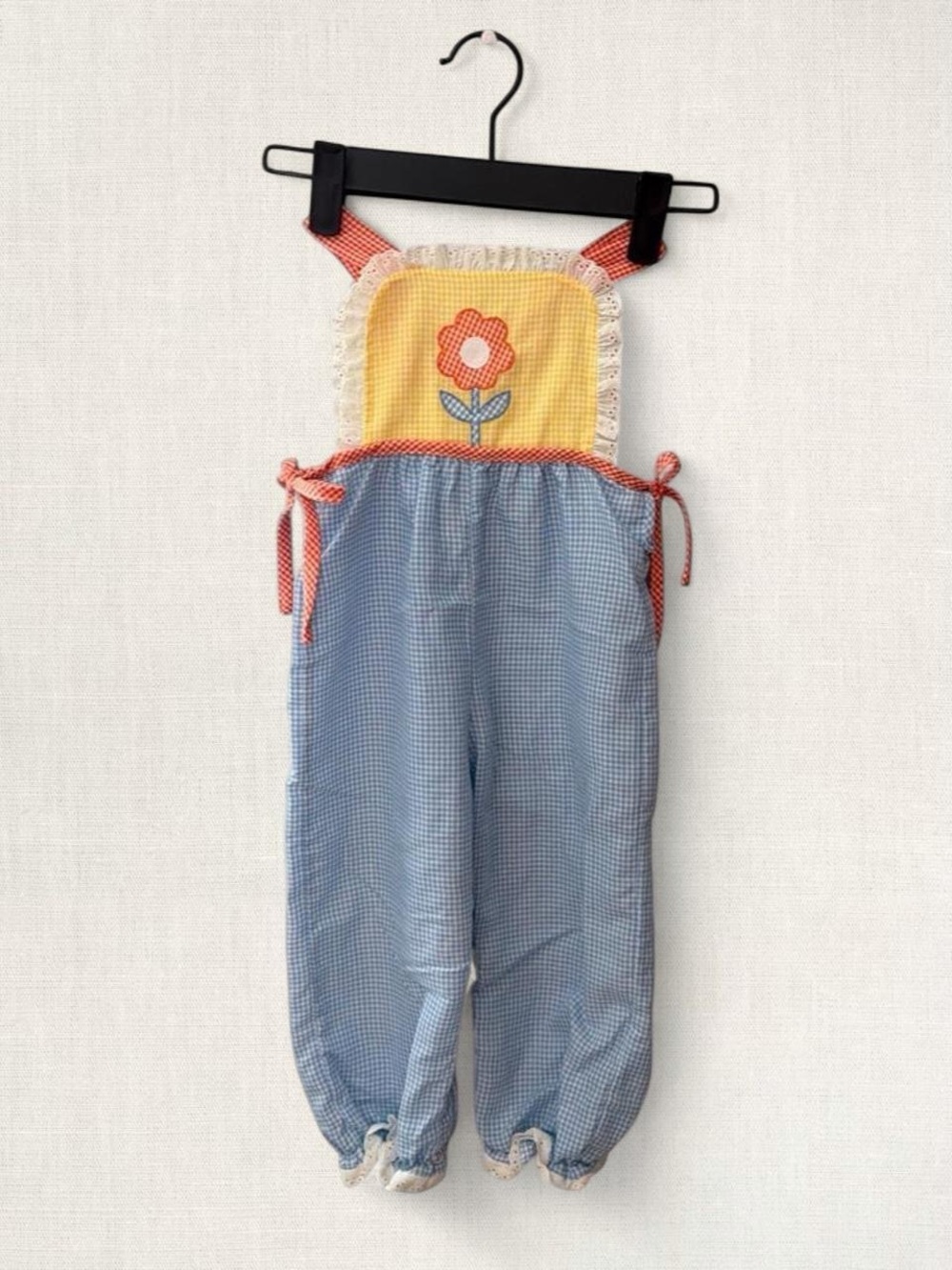 Children's Floral Overall Romper - Yellow and Blue